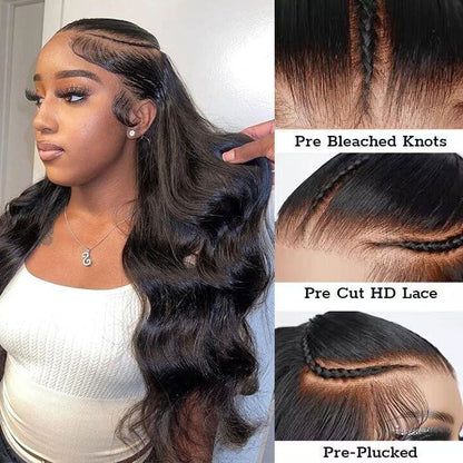 Pre Styled Pre Braided Wig Glueless 13x4 HD Lace Front Human Hair Wig Pre Plucked Natural Hairline