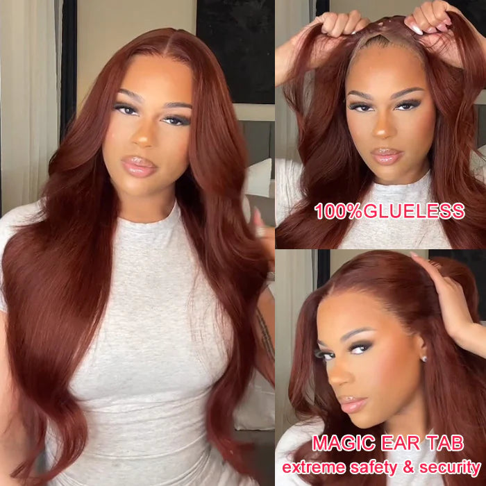 Pre-All Everything Lace Wig Reddish Brown Colored Wigs Pre Cut Pre Bleached HD Lace Wigs Invisible Knots Put On And Go