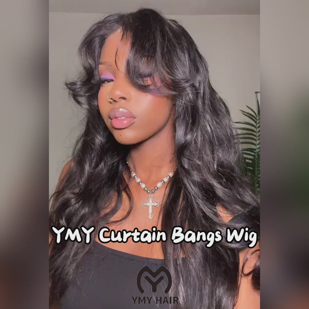 body wave wigs with curtain bangs
