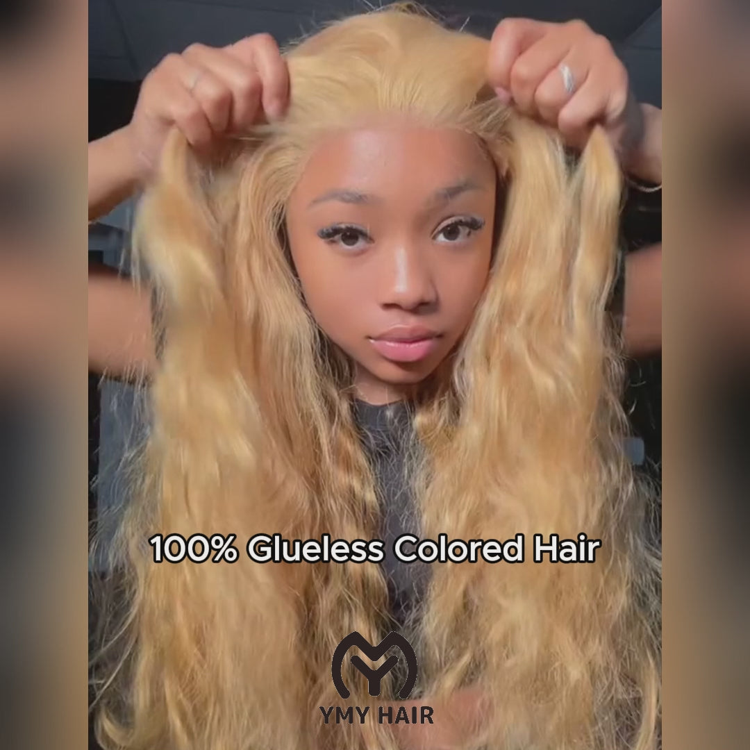 Honey blonde body wave glueless wig