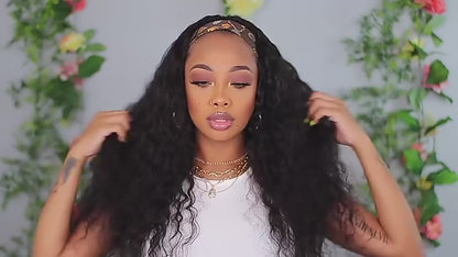 YMY Hair Headband Loose Wave Human Hair Wigs