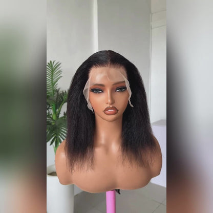Yaki Straight ByeBye Knots Wig Pre Cut 8x5 Glueless Short Bob Wigs with Invisible Knots