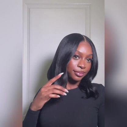 Yaki Straight ByeBye Knots Wig Pre Cut 8x5 Glueless Short Bob Wigs with Invisible Knots