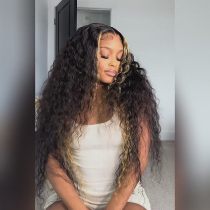 YMY Hair Two Tone Ombre Highlights Honey Blonde  8X5 13x6 HD Lace Front Colored Wigs Two Tones Curly 100% Human Hair