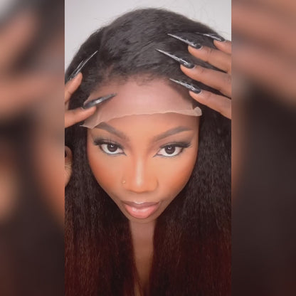 4C Edge Hairline -Ombre 1b/30 Kinky Straight  360 Lace Front Human Hair Wigs Pre Plucked Yaki Straight / Kinky Straight Wigs