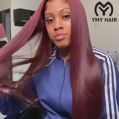 glueless straight 99j color hd lace wig