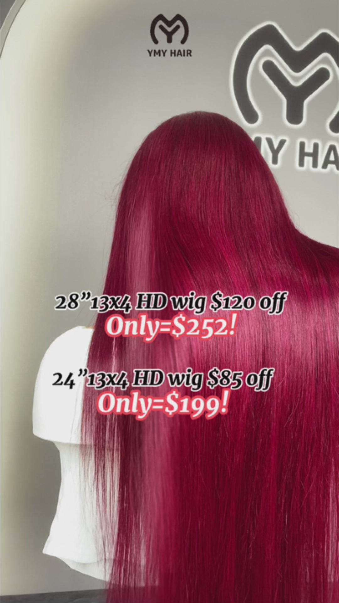 YMY Hair 99J Color Pre Cut Lace Frontal Wigs 13x4 Pre Plucked Straight Hair Bleached Knots Wigs