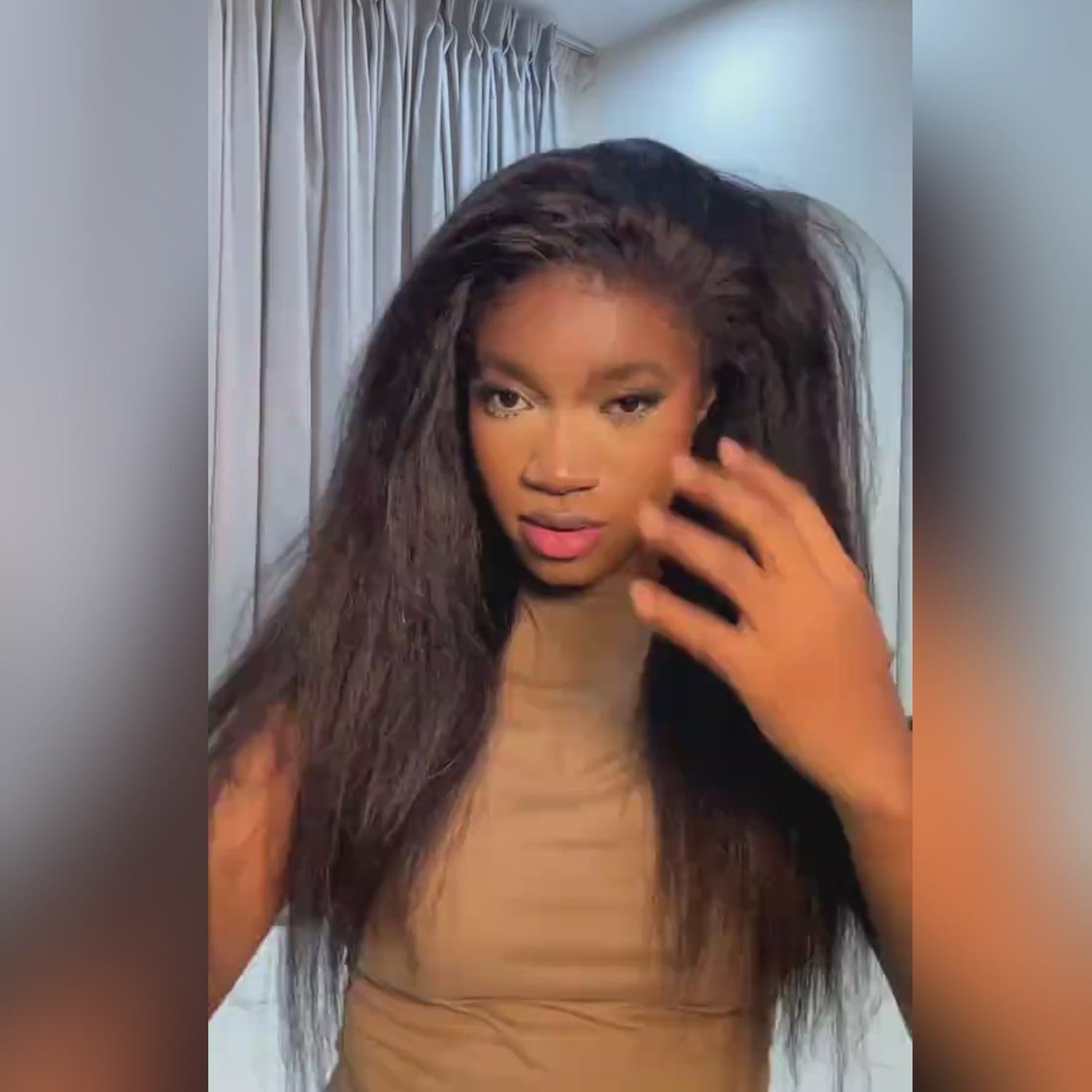 4C Hairline 360 Lace Front Yaki Straight / Kinky Straight Wigs  HD Lace Human Hair Wigs with 4C Curly Baby Hair High Density