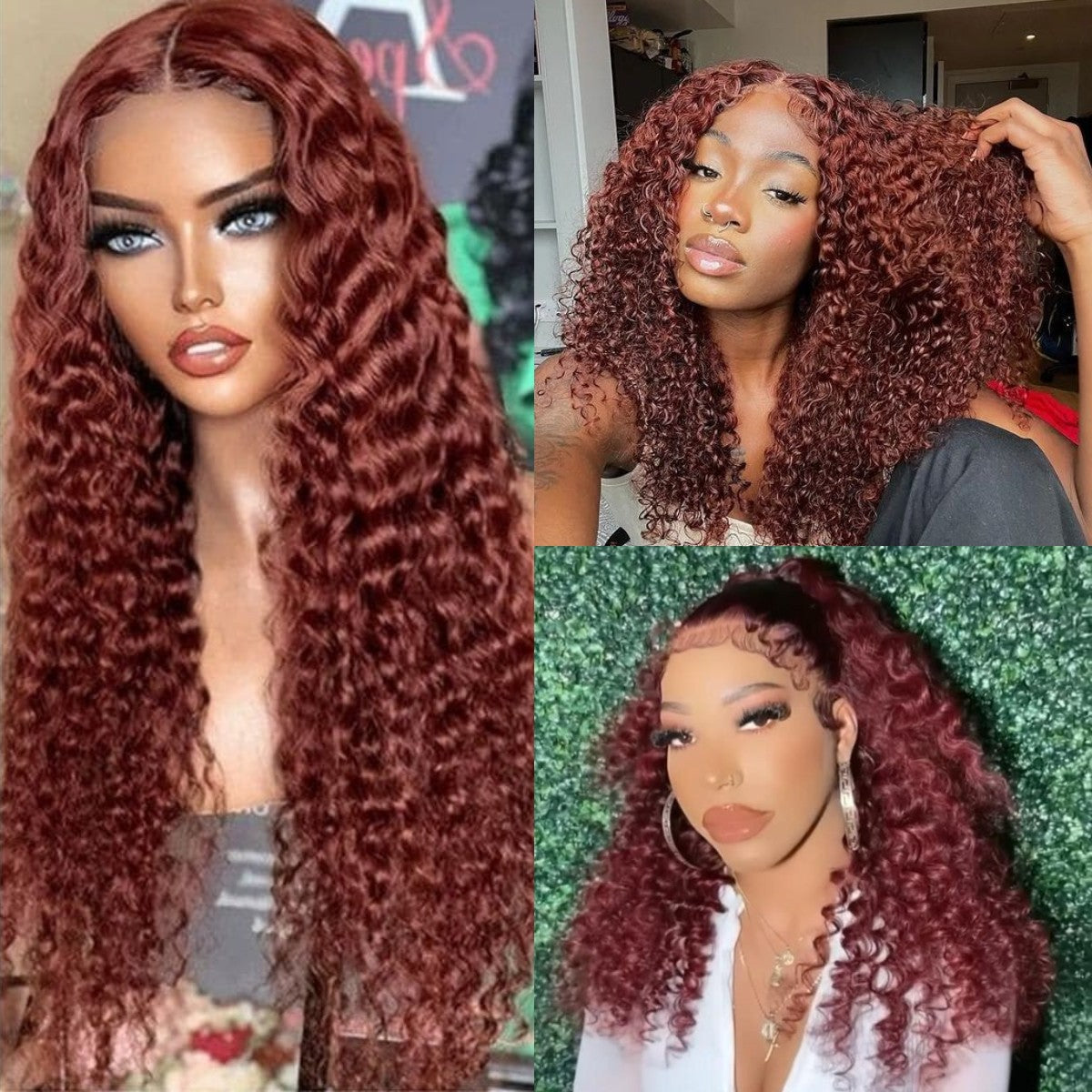 reddish brown jerry curly hair hd lace wig