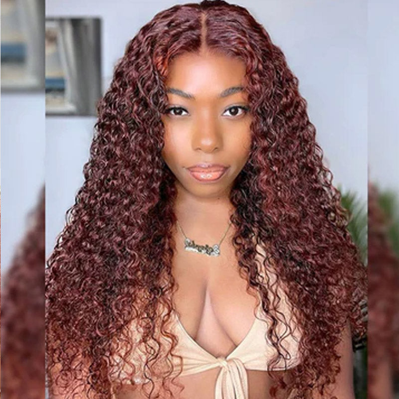 reddish brown jerry curly hd lace wig