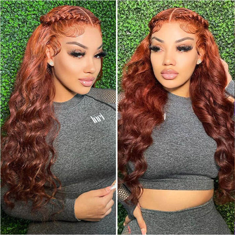 reddish brown color body wave glueless hd lace closure wig