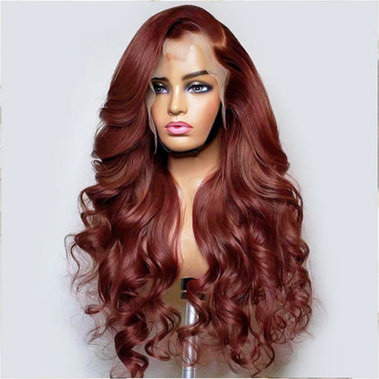 reddish brown color body wave glueless hd lace wigs
