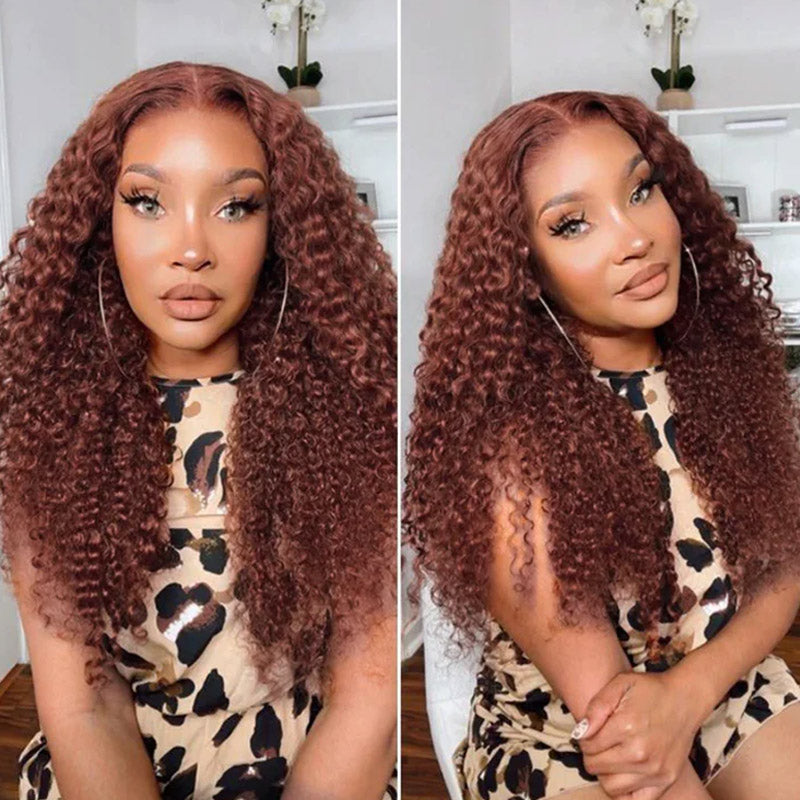 reddish brown jerry curly hair lace wigs