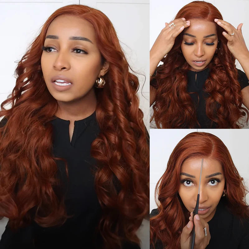 reddish brown loose wave wig