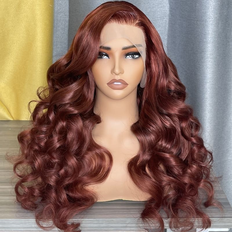 reddish brown loose wave wig
