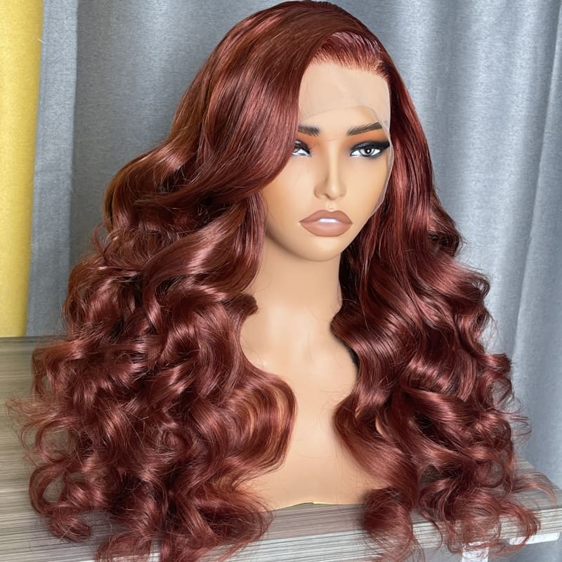 reddish brown loose wave wig