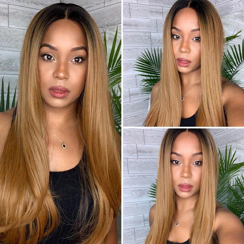 hd lace straight ombre color wig