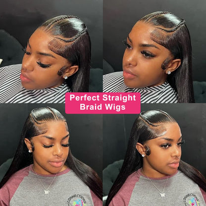 Pre Styled Pre Braided Wig Glueless 13x4 HD Lace Front Human Hair Wig Pre Plucked Natural Hairline