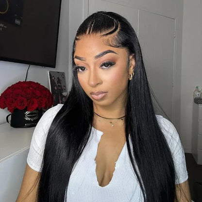 Pre Styled Pre Braided Wig Glueless 13x4 HD Lace Front Human Hair Wig Pre Plucked Natural Hairline