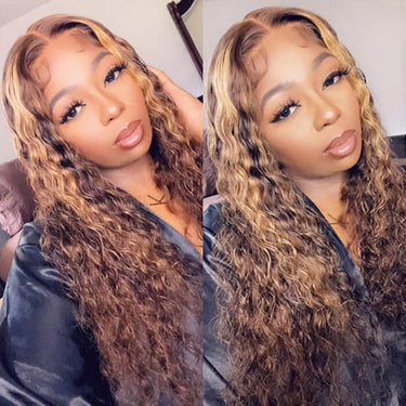 Water Wave Highlight Blonde 13x4 Lace Wig