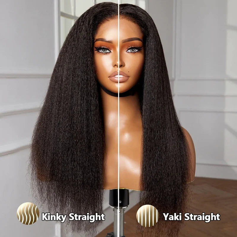 1B/30 Ombre 4C Hairline 360 Lace Front Yaki Straight / Kinky Straight Wigs  HD Lace Human Hair Wigs with 4C Curly Baby Hair High Density