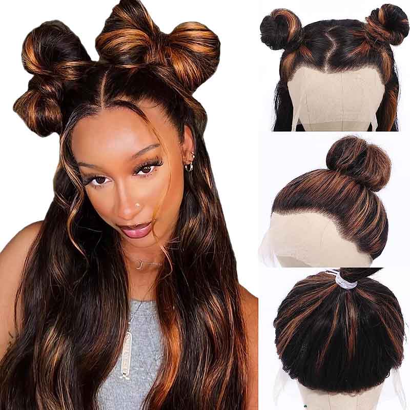 1B/30 Highlight New Tech Upgrade Glueless 360 HD Lace Wigs With Invisi-Strap Snug Fit Pre Plucked Lace Parting Anywhere