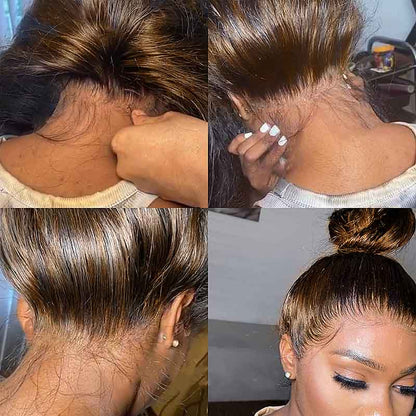 1B/30 Highlight New Tech Upgrade Glueless 360 HD Lace Wigs With Invisi-Strap Snug Fit Pre Plucked Lace Parting Anywhere