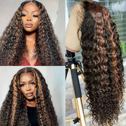 1B/30 Highlight New Tech Upgrade Glueless 360 HD Lace Wigs With Invisi-Strap Snug Fit Pre Plucked Lace Parting Anywhere