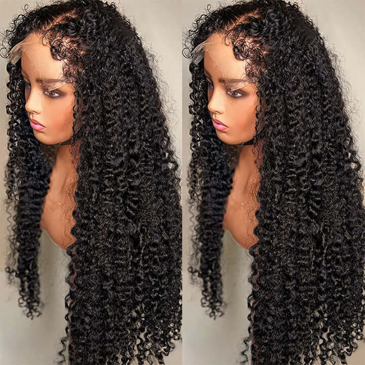 Curly Wigs With 4C Edges Lace Front Wigs Pre Plucked HD Lace Wigs High Density