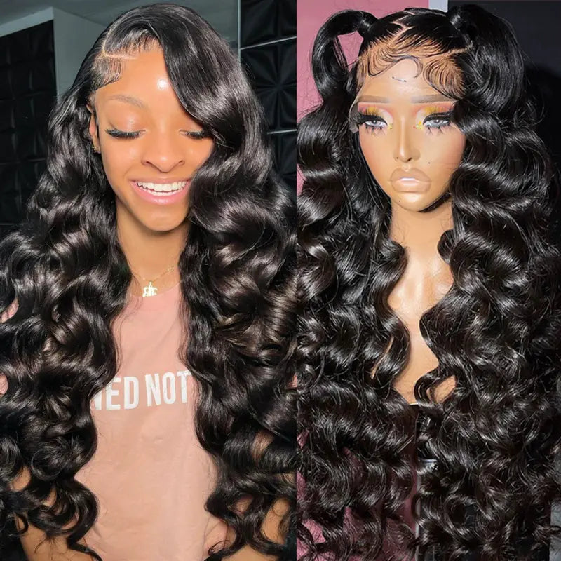 Bouncy Loose Deep Wave 8x5 HD Lace Wigs Human Hair Pre Plucked Bleached Knots Lace Closure Wigs