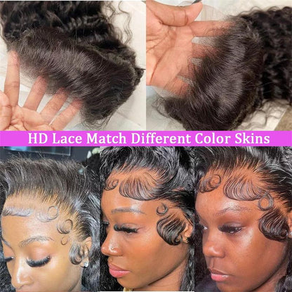 300% Density 8X5 HD Lace Wig Water Wave Deep Wave Wigs  Virgin Human Hair Transparent Lace Front Wig