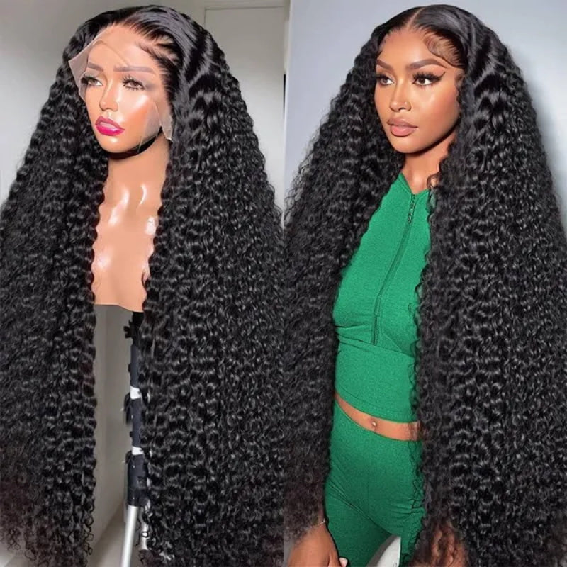 300% Density 8X5 HD Lace Wig Water Wave Deep Wave Wigs Virgin Human Hair Transparent Lace Front Wig