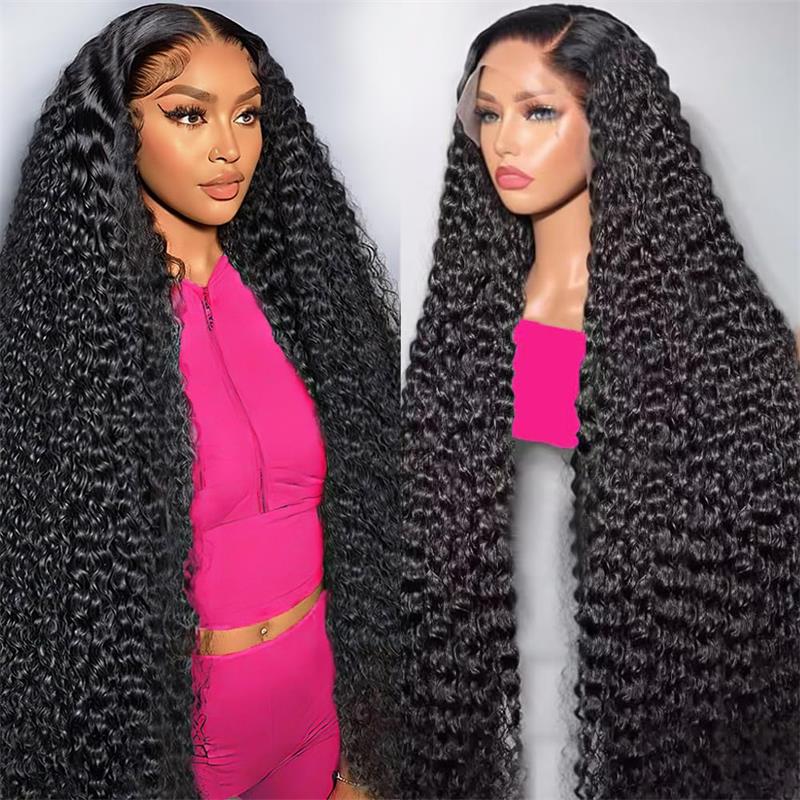 300% Density 8X5 HD Lace Wig Water Wave Deep Wave Wigs Virgin Human Hair Transparent Lace Front Wig