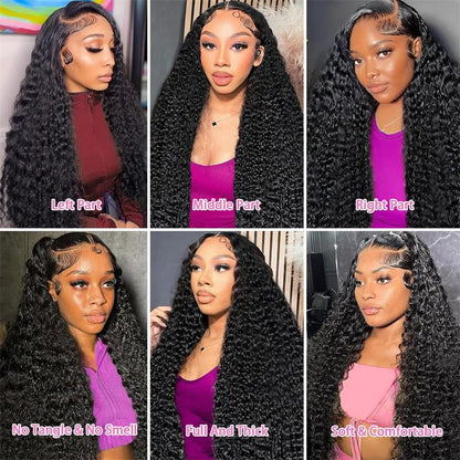 300% Density 8X5 HD Lace Wig Water Wave Deep Wave Wigs  Virgin Human Hair Transparent Lace Front Wig
